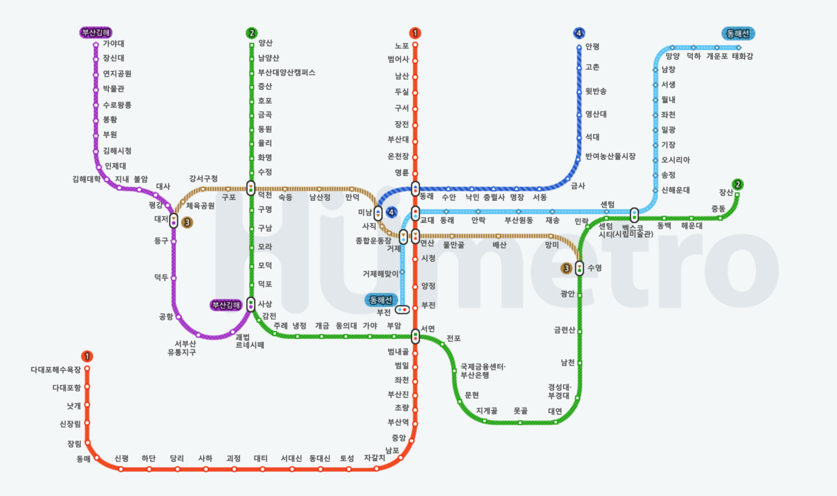 부산지하철 노선도, 부산지하철 첫차, 부산지하철 시간표, 부산지하철 요금